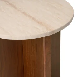 Sporo Travertine Side Table - Walnut