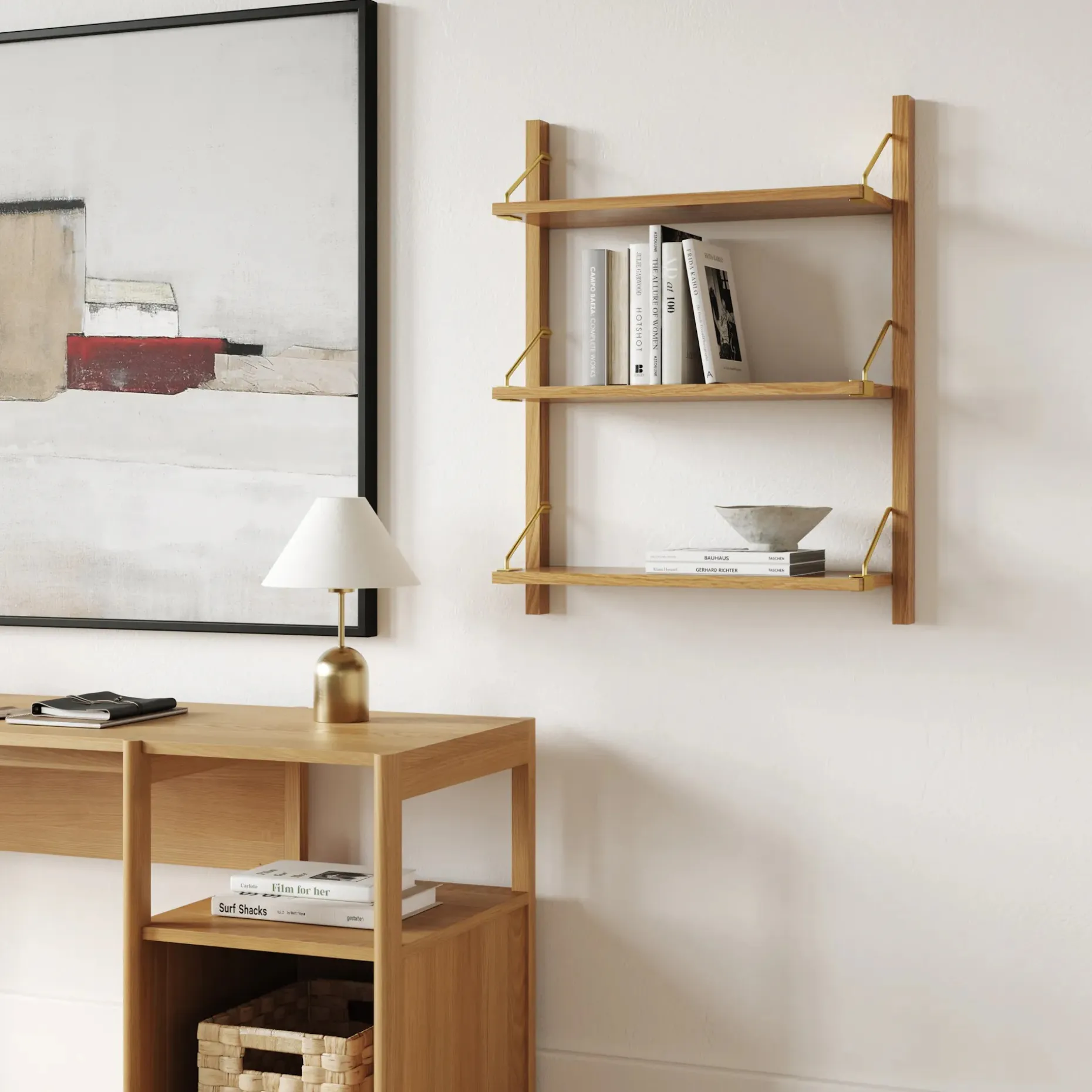 Stark 25" 3-Tier Shelving Unit - Oak