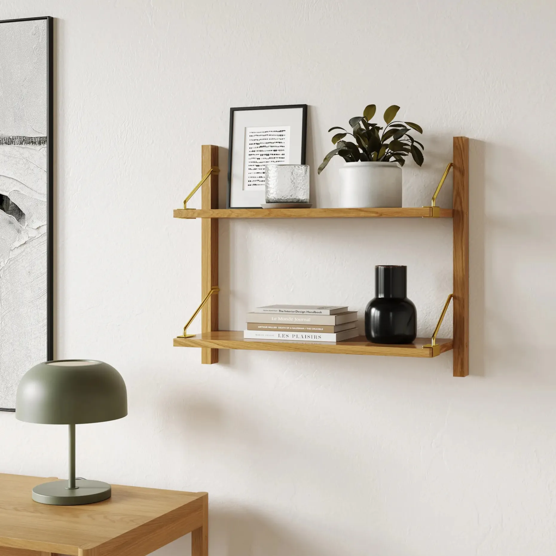 Stark 25" 2-Tier Shelving Unit - Oak