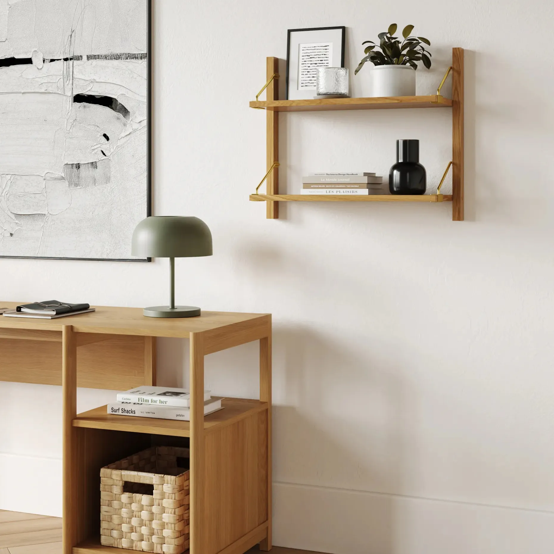 Stark 25" 2-Tier Shelving Unit - Oak