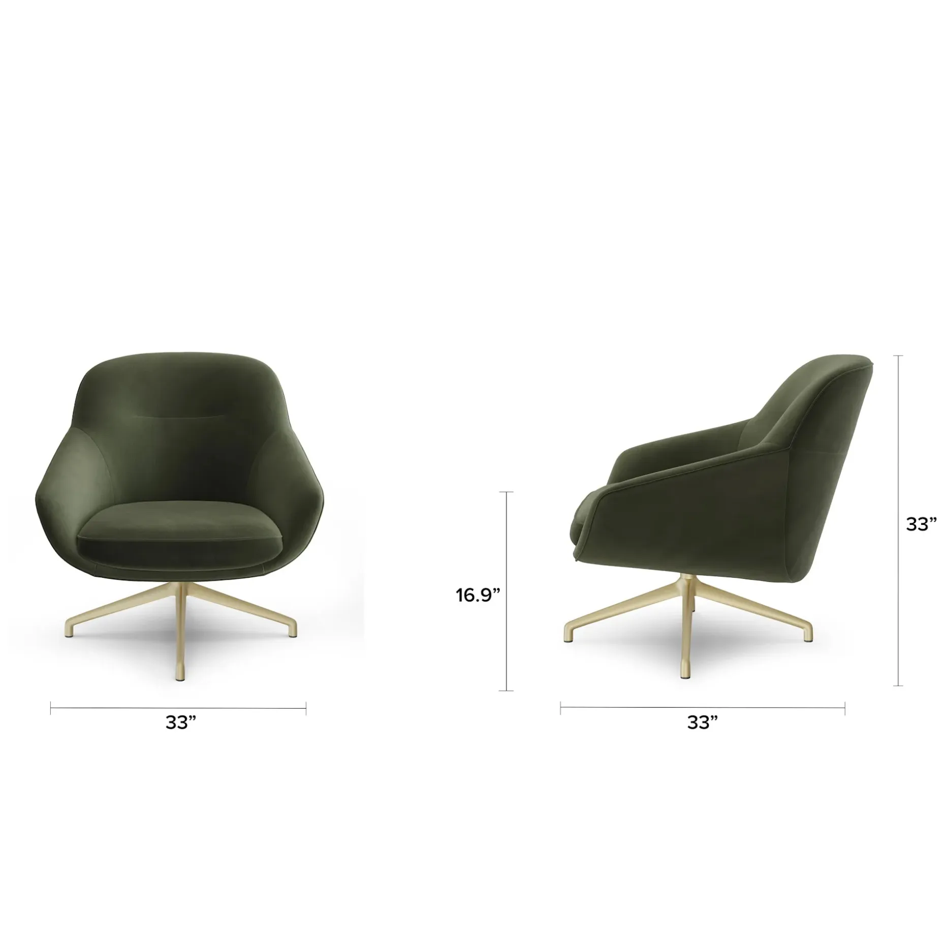 Sterling 33" Velvet Swivel Chair - Hale Fir Green