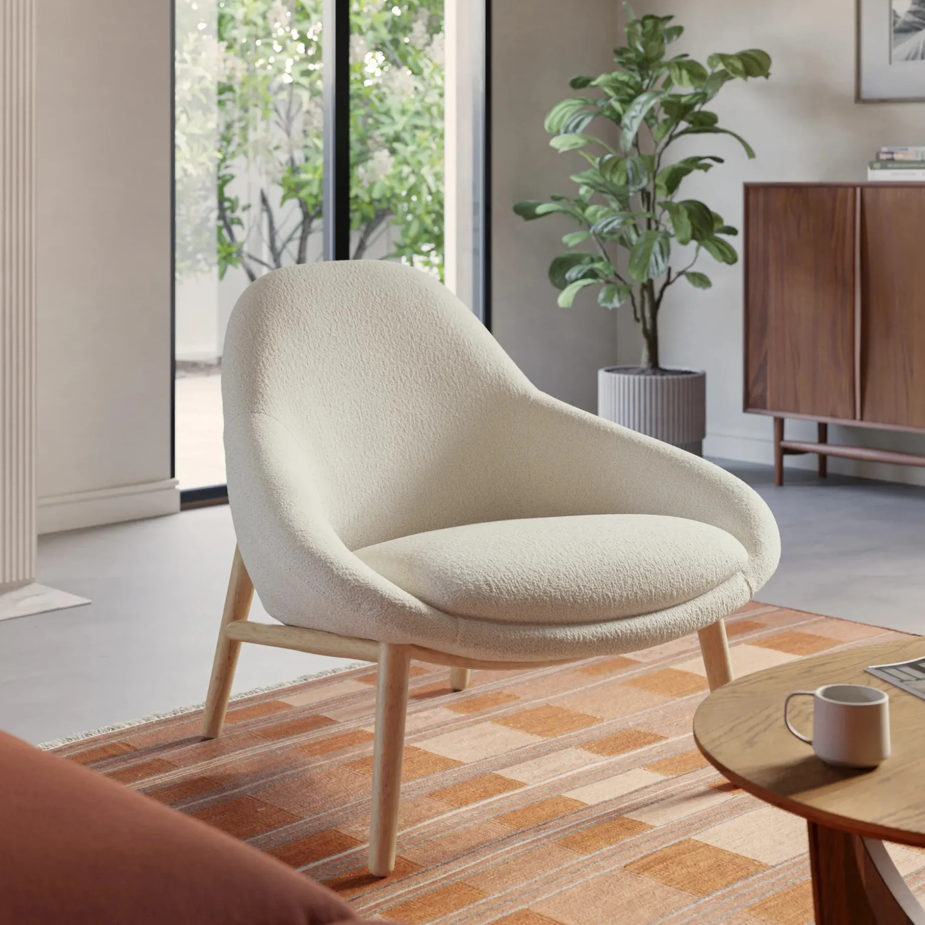 Sunny 32" Lounge Chair - Ivory Wool Bouclé