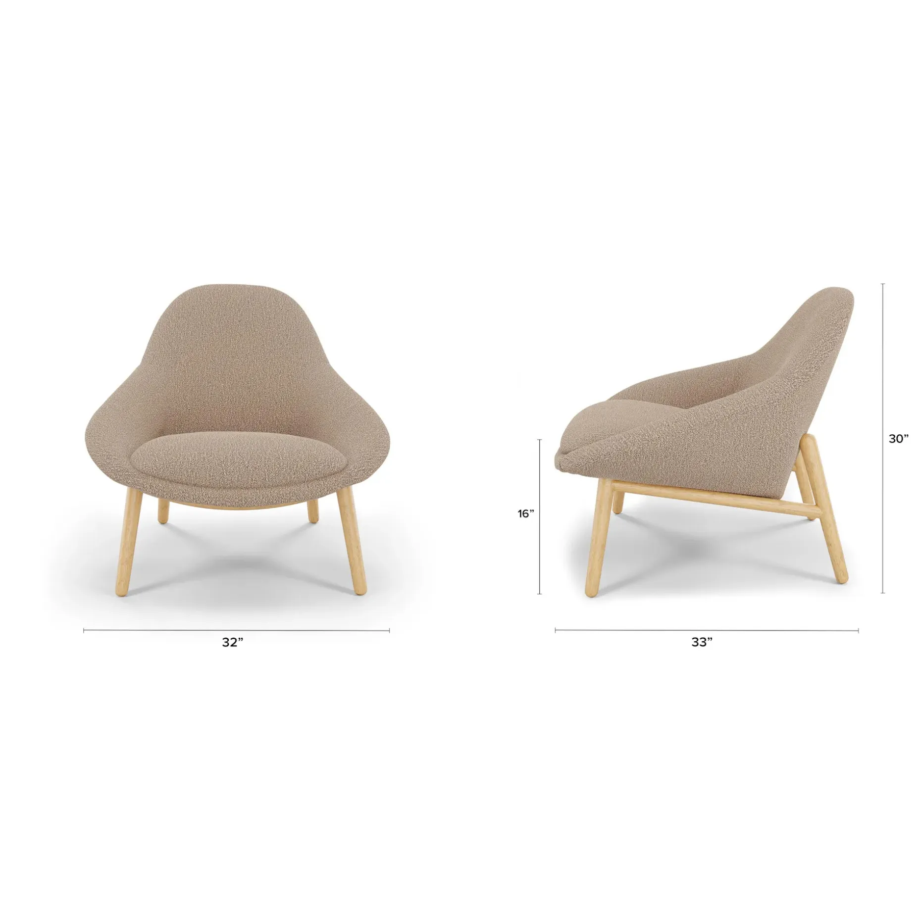 Sunny 32" Lounge Chair - Sandstone Wool Bouclé