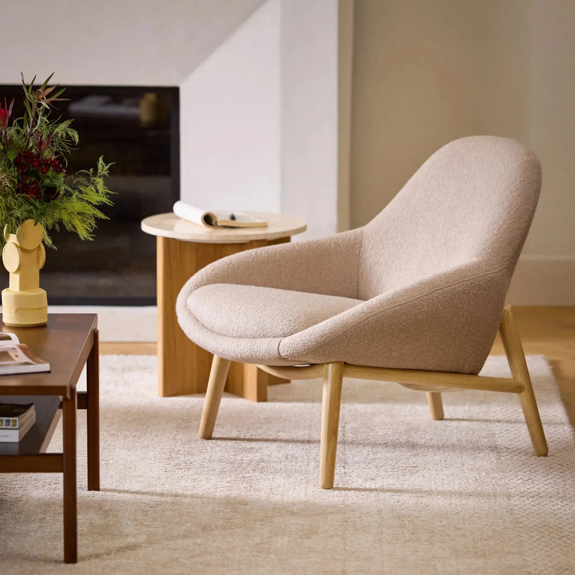 Sunny 32" Lounge Chair - Sandstone Wool Bouclé