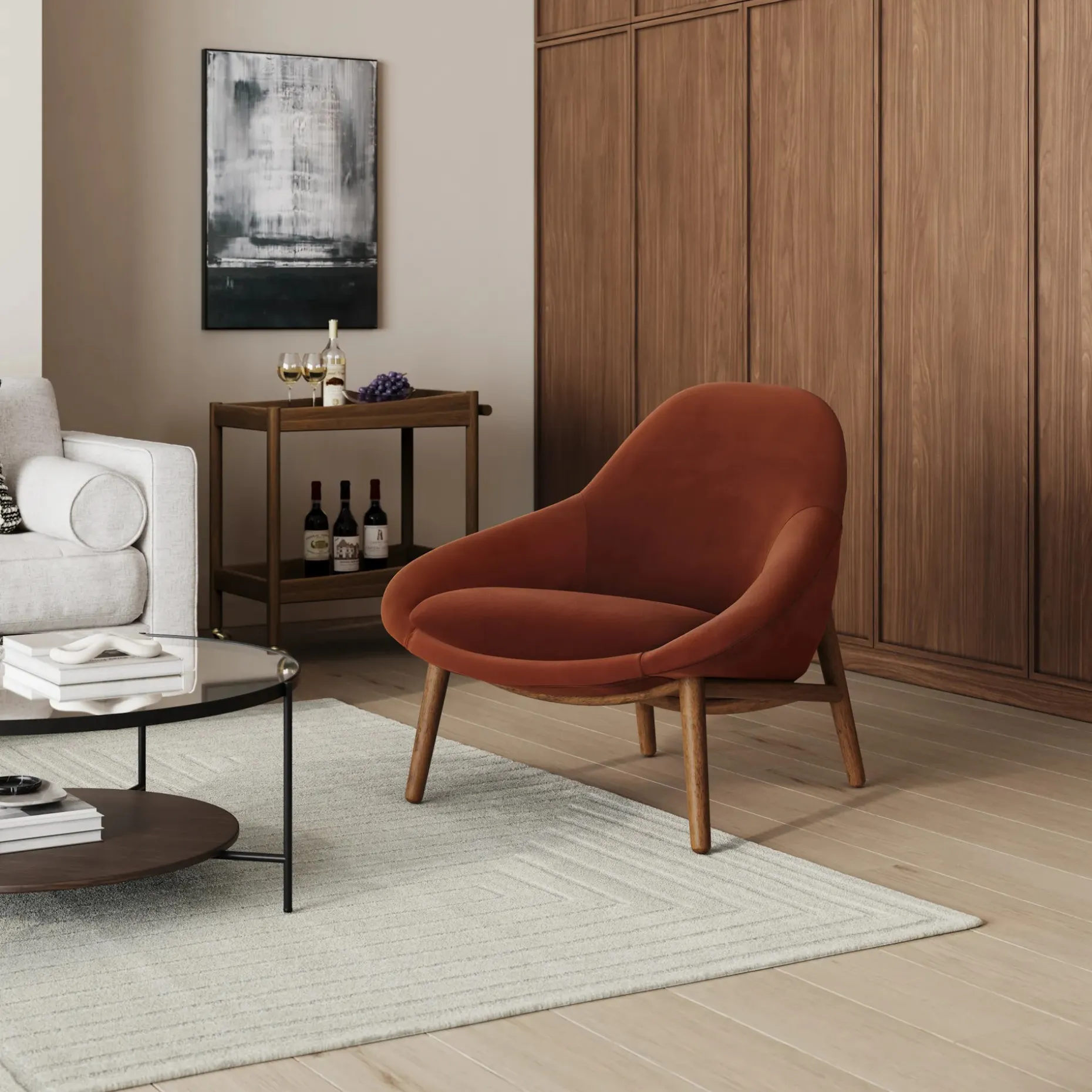 Sunny 32" Velvet Lounge Chair - Hale Rust