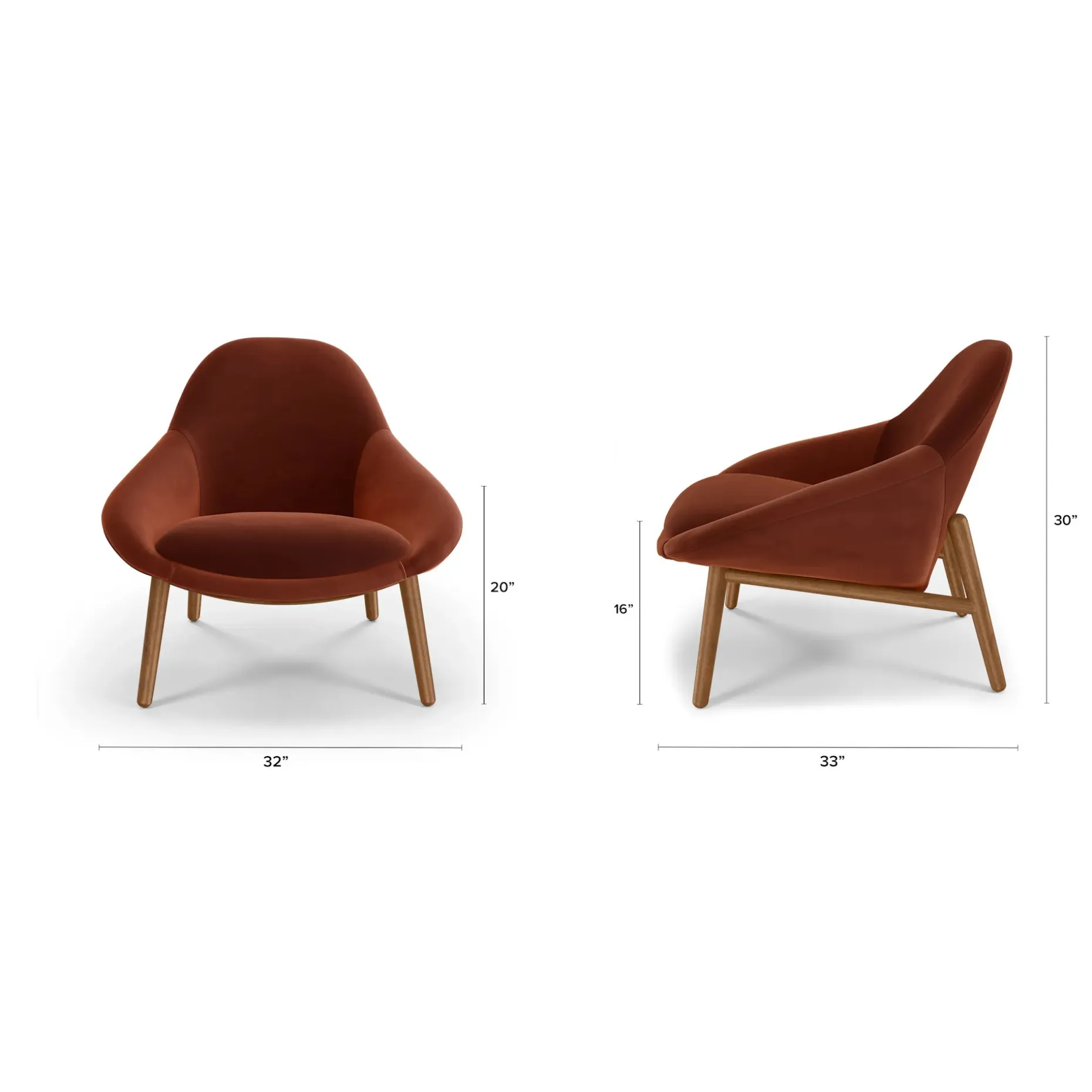Sunny 32" Velvet Lounge Chair - Hale Rust