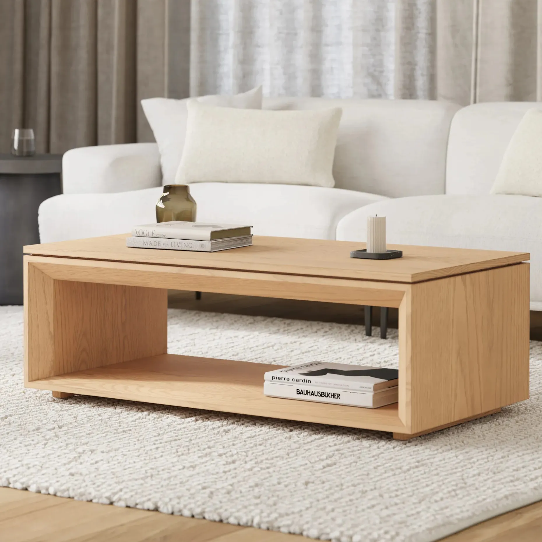 Suri 44" Rectangular Coffee Table - White Oak