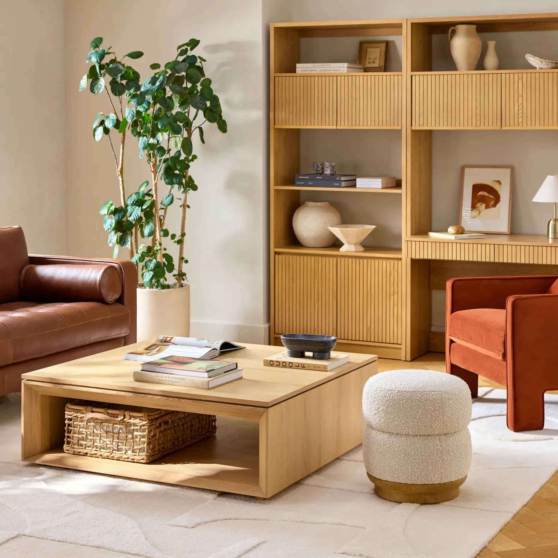 Suri 44" Square Coffee Table - White Oak