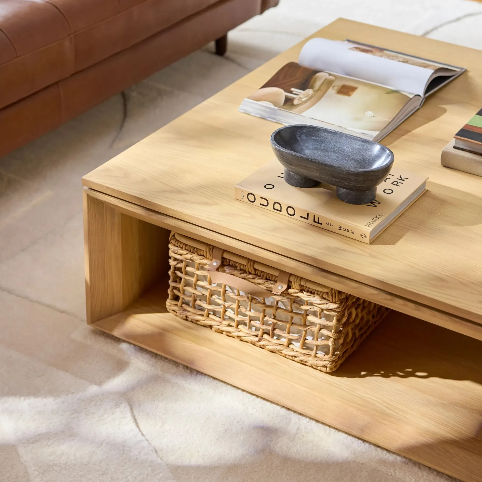 Suri 44" Square Coffee Table - White Oak