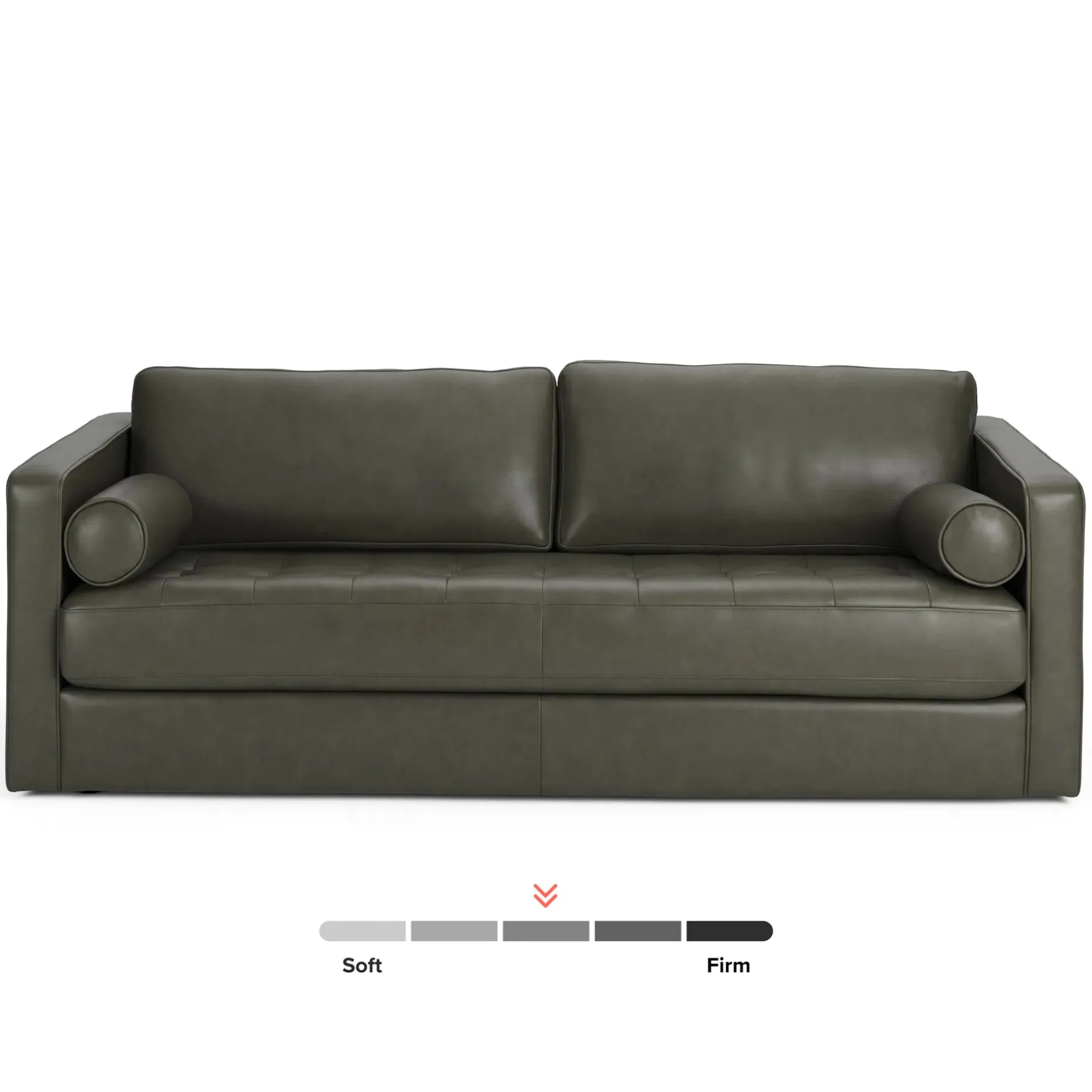 Sven 88" Grounded Tufted Leather Sofa - Charme Green