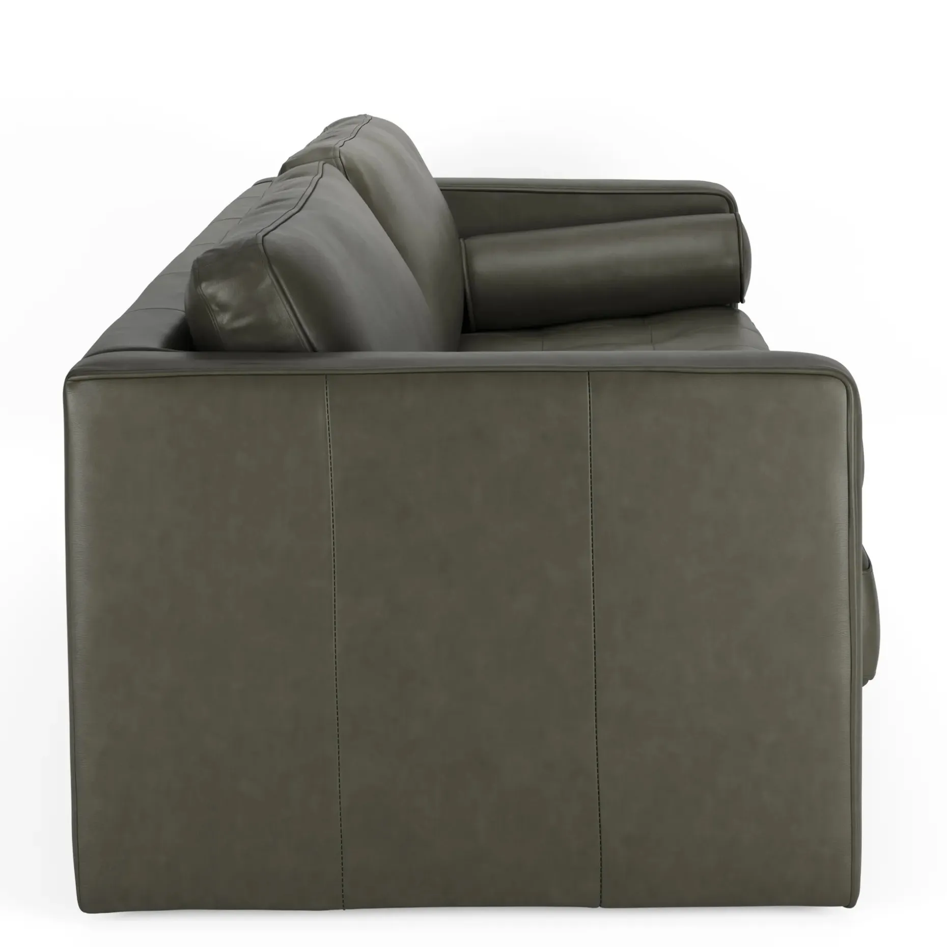 Sven 88" Grounded Tufted Leather Sofa - Charme Green