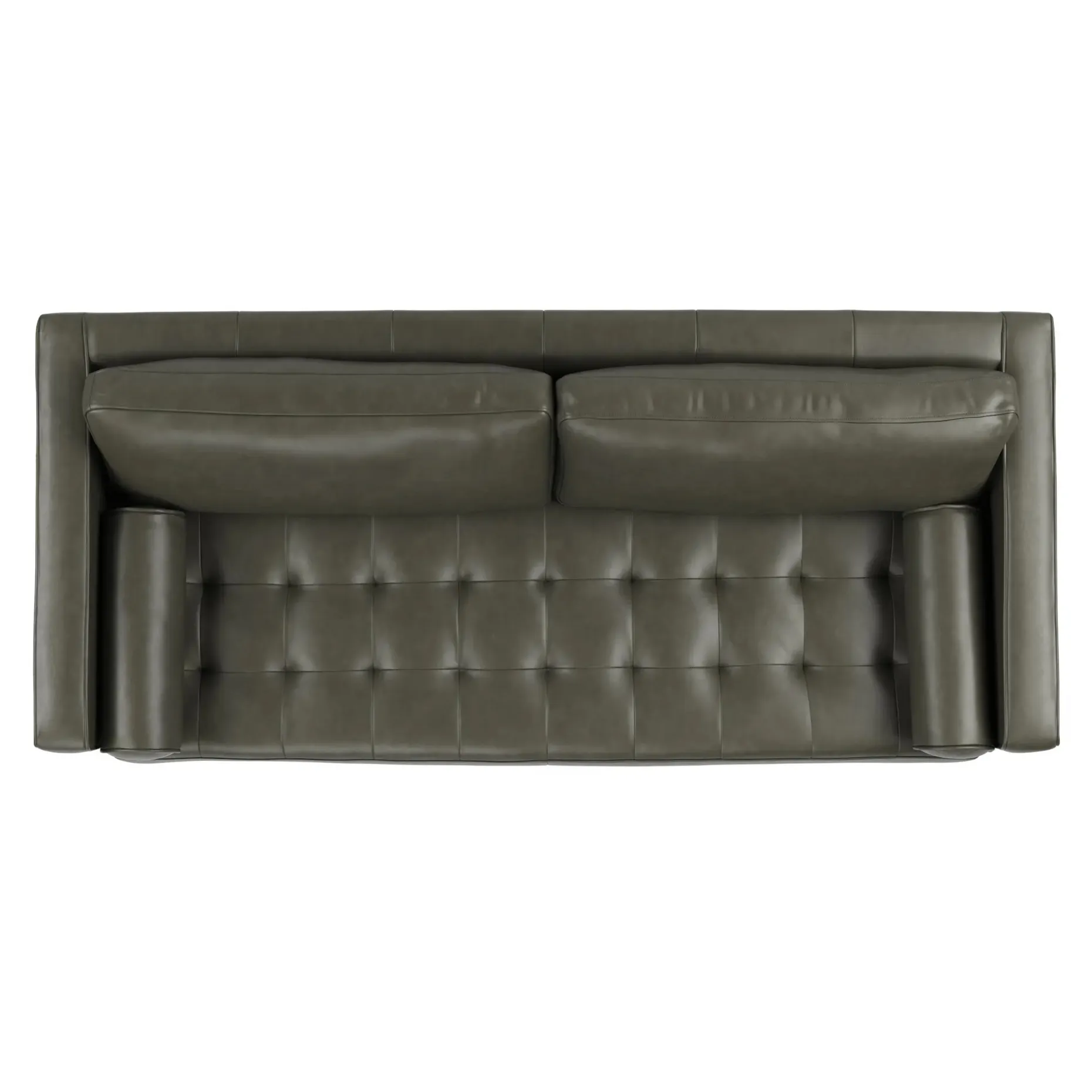 Sven 88" Grounded Tufted Leather Sofa - Charme Green