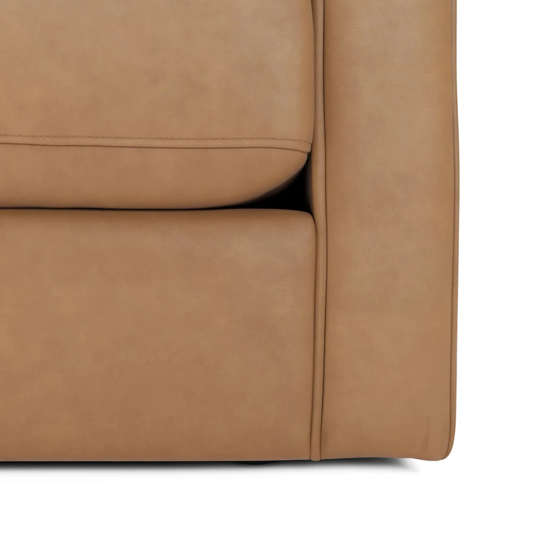 Sven 88" Grounded Tufted Leather Sofa - Charme Tan