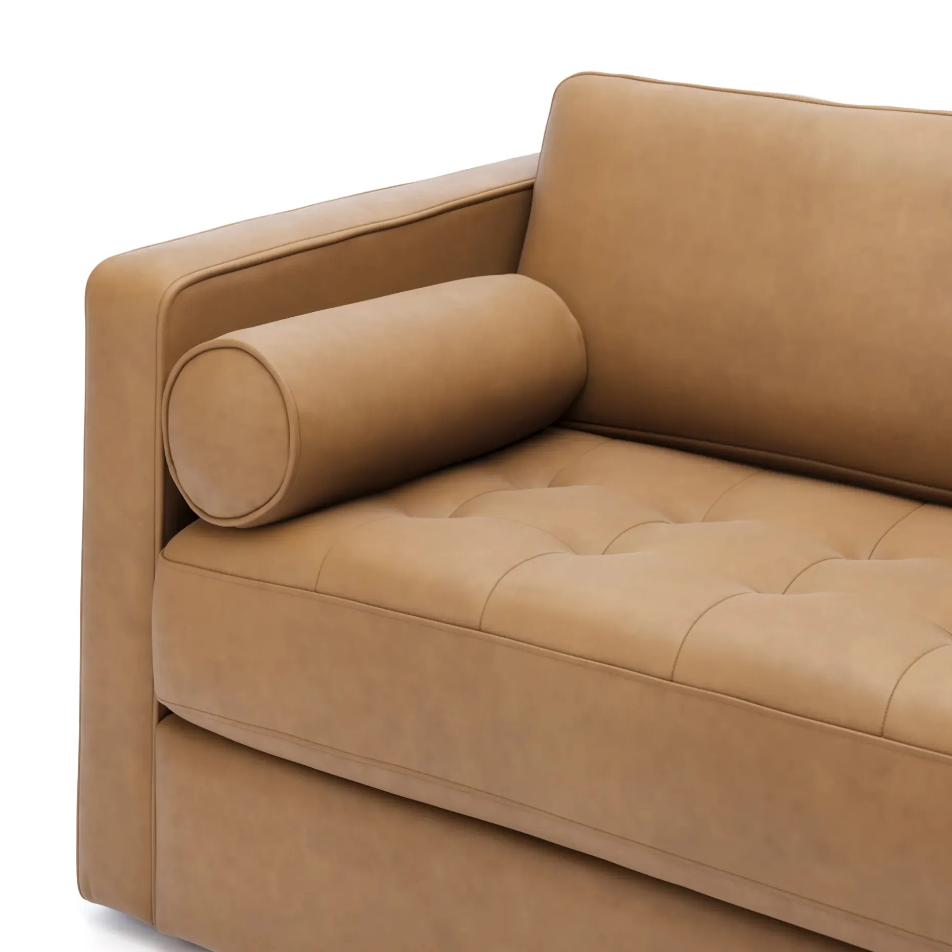 Sven 88" Grounded Tufted Leather Sofa - Charme Tan