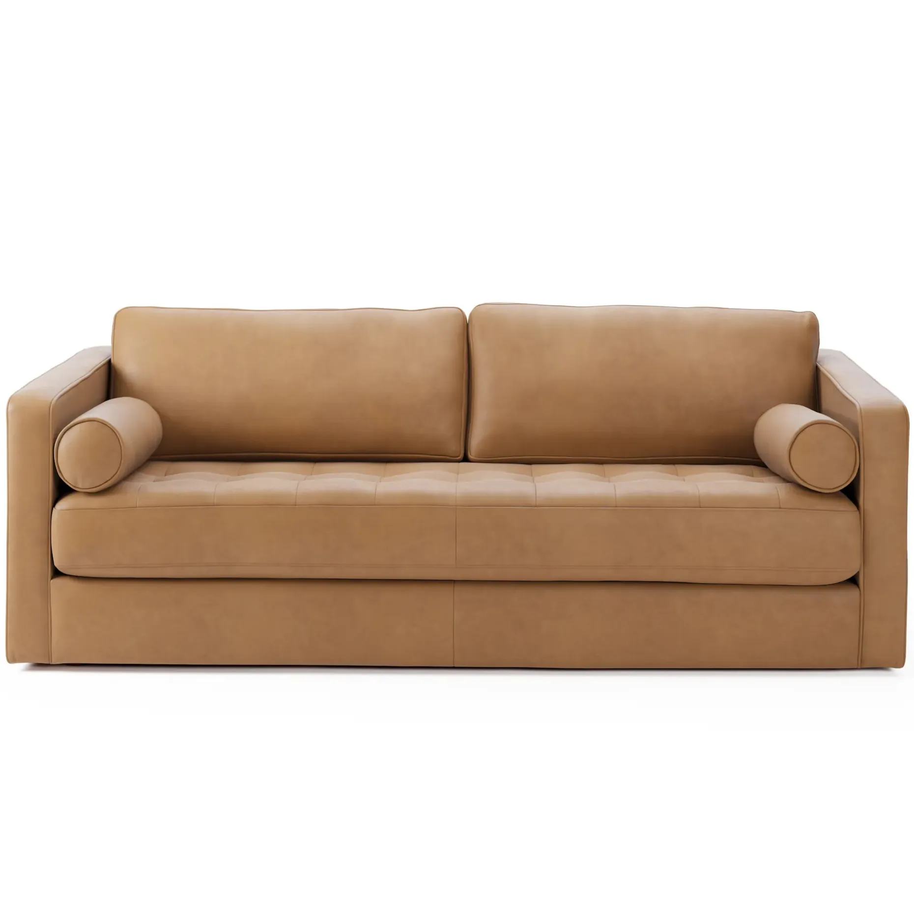 Sven 88" Grounded Tufted Leather Sofa - Charme Tan