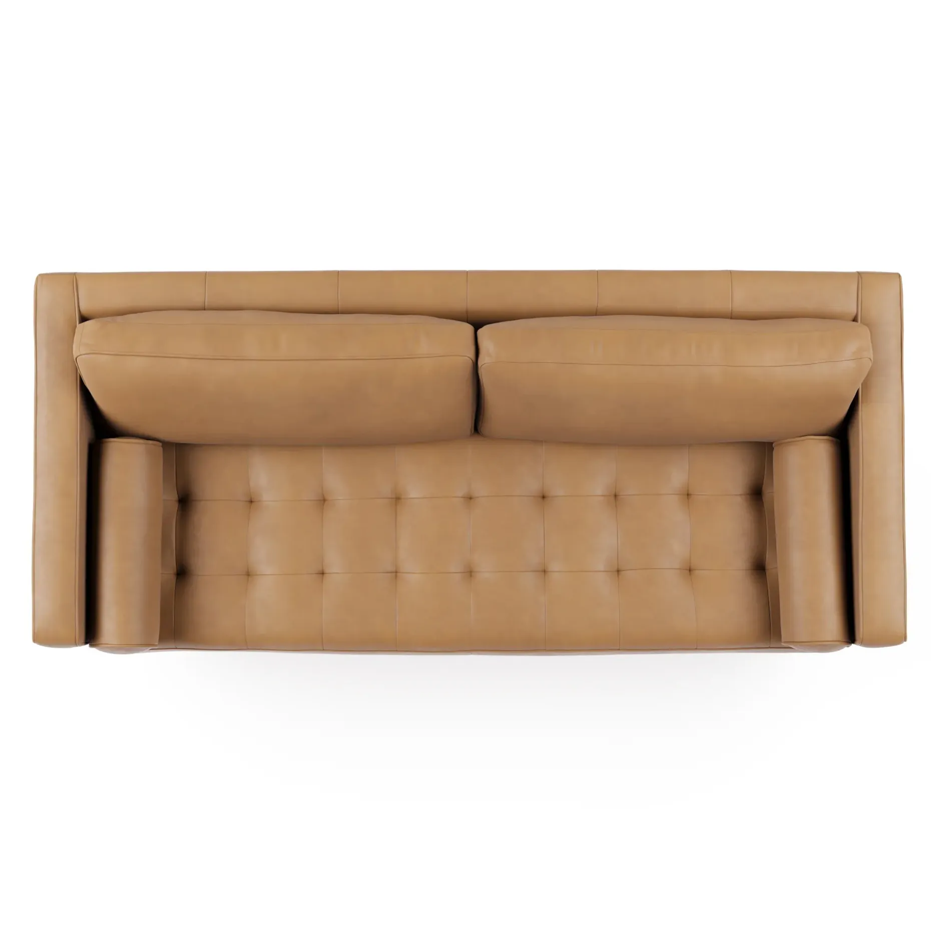 Sven 88" Grounded Tufted Leather Sofa - Charme Tan