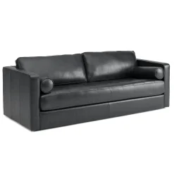 Sven 88" Grounded Tufted Leather Sofa - Oxford Black