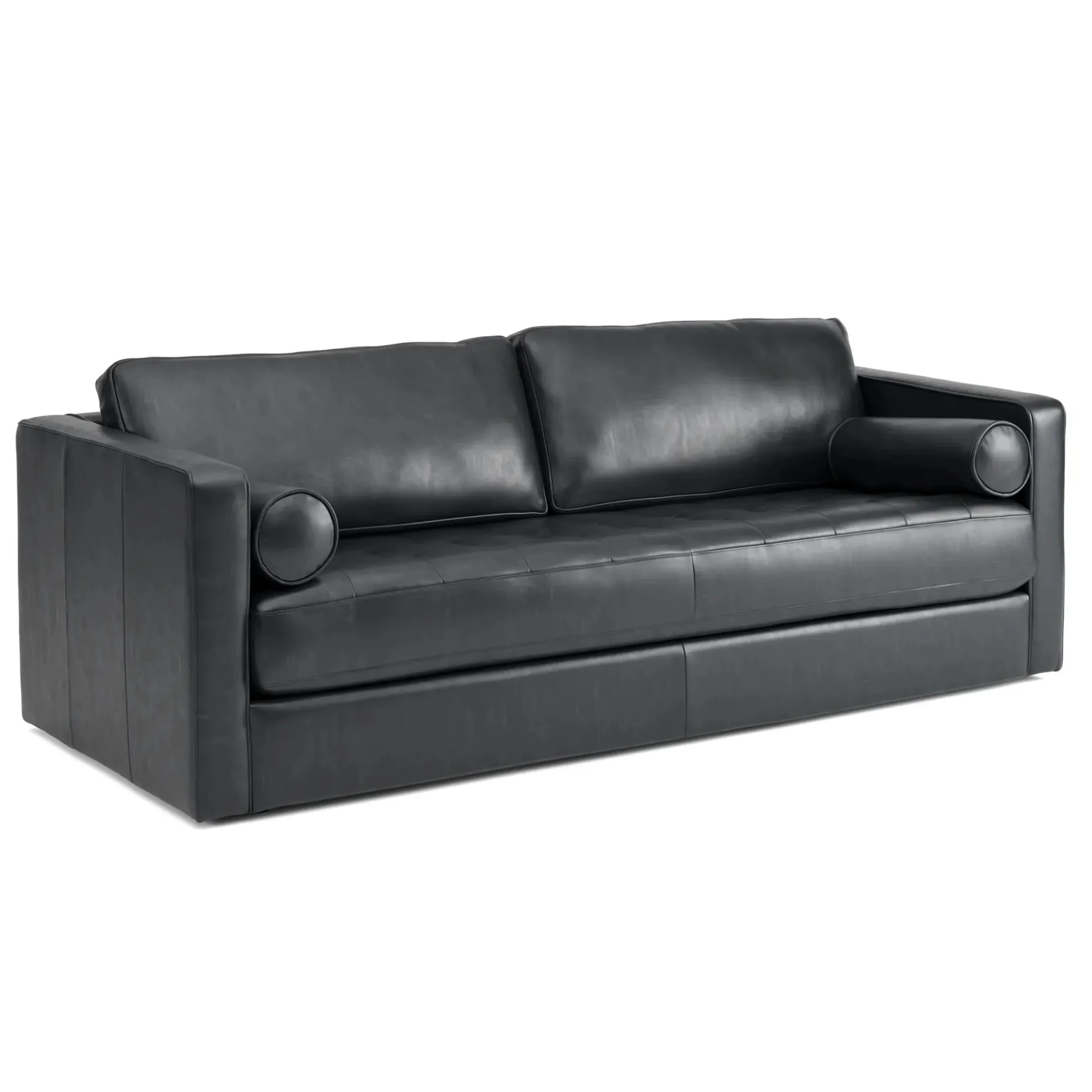 Sven 88" Grounded Tufted Leather Sofa - Oxford Black