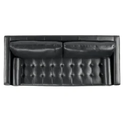 Sven 88" Grounded Tufted Leather Sofa - Oxford Black