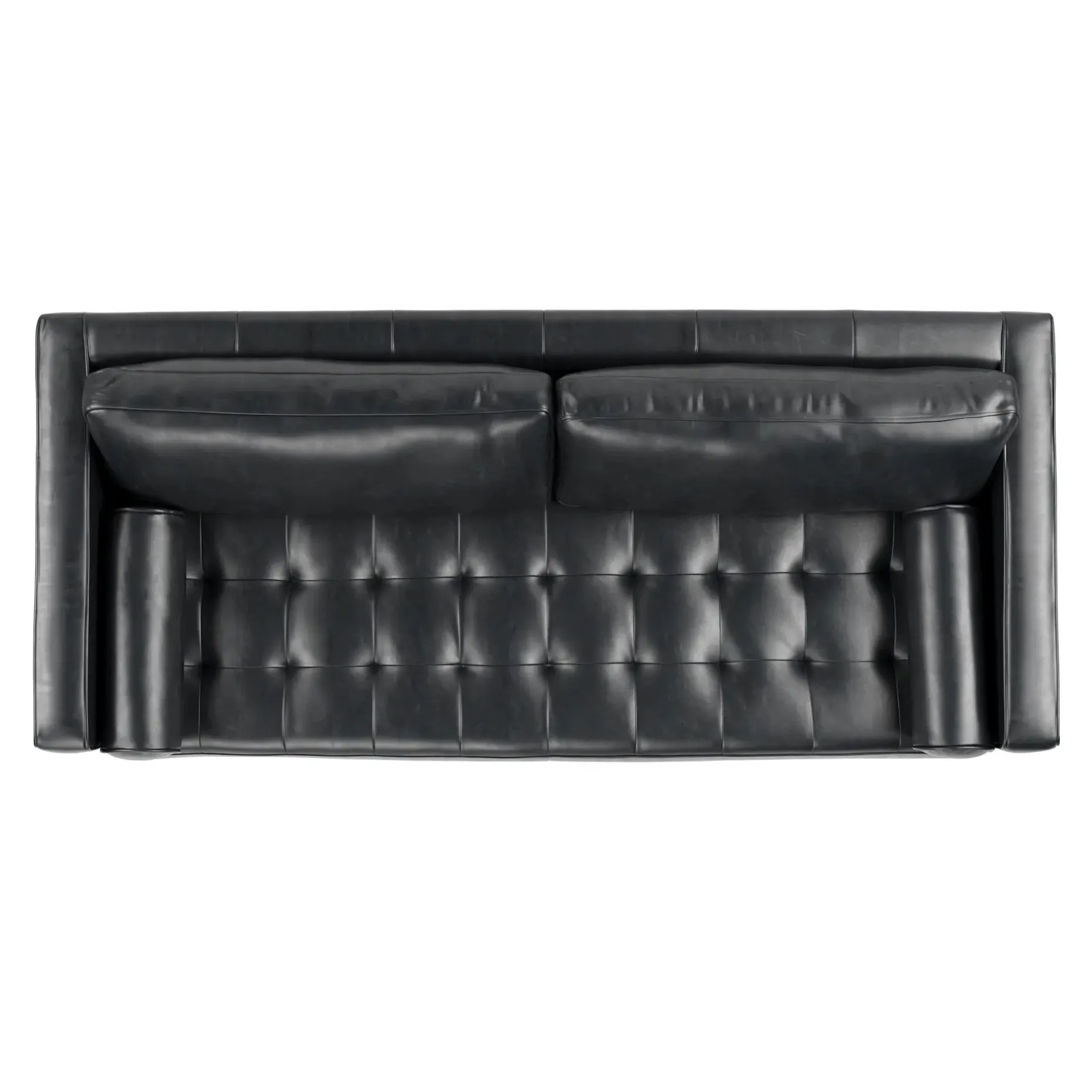 Sven 88" Grounded Tufted Leather Sofa - Oxford Black