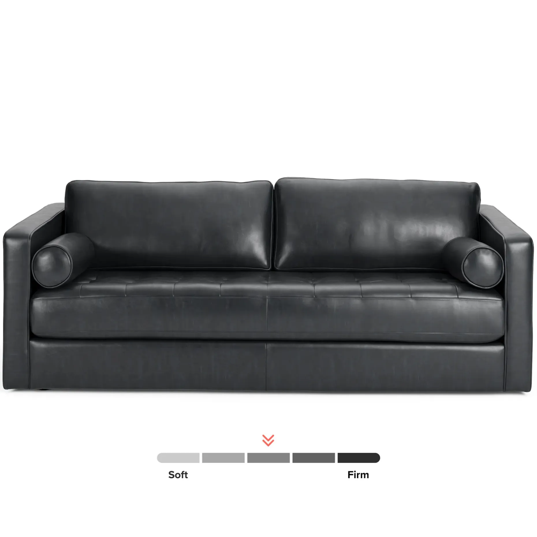 Sven 88" Grounded Tufted Leather Sofa - Oxford Black