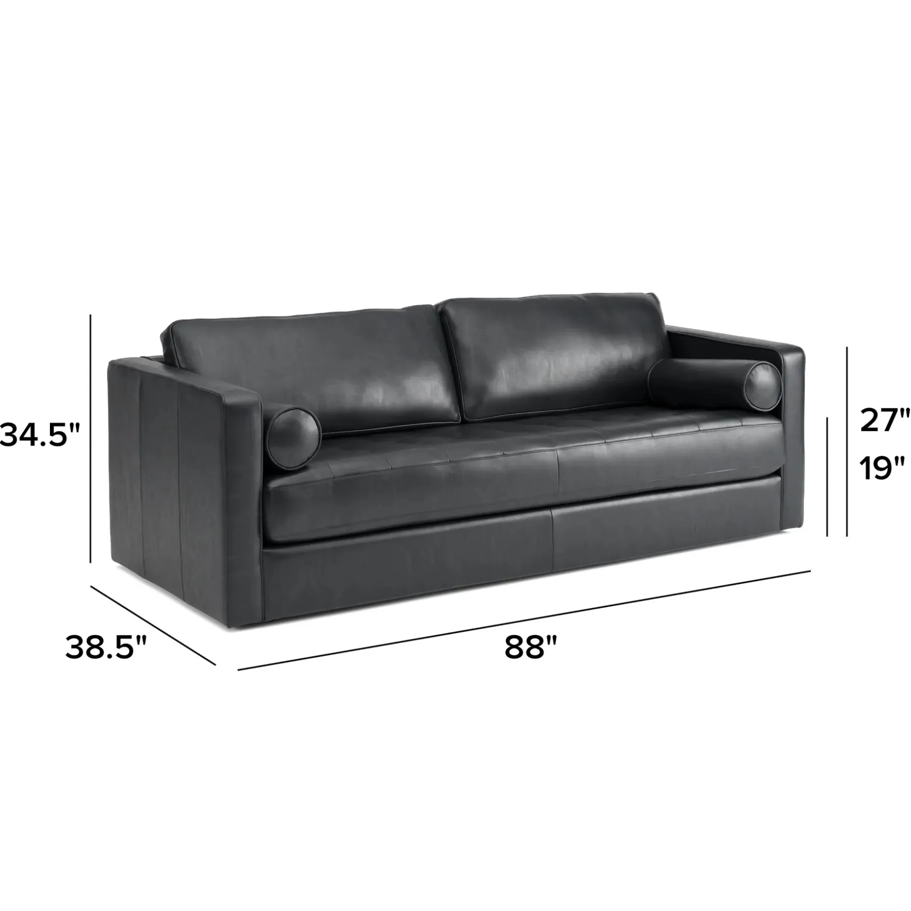 Sven 88" Grounded Tufted Leather Sofa - Oxford Black