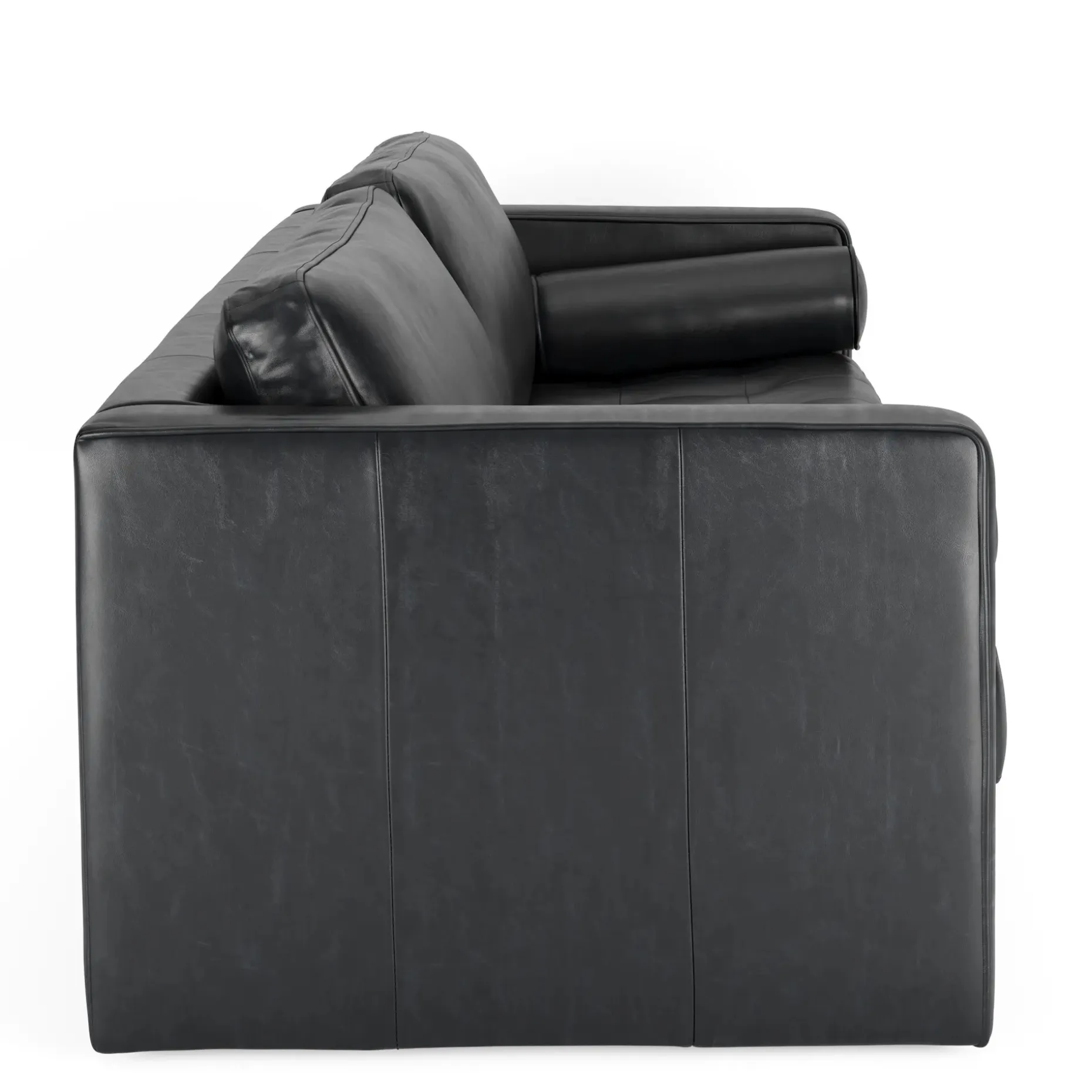 Sven 88" Grounded Tufted Leather Sofa - Oxford Black