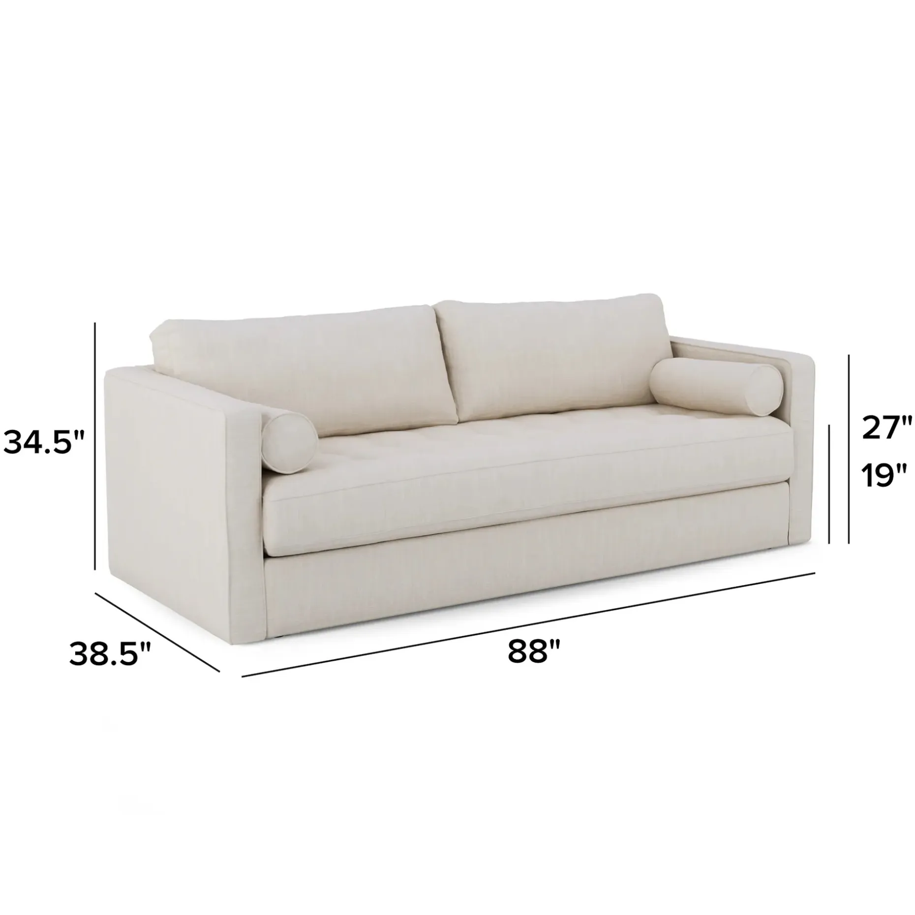 Sven 88" Grounded Tufted Sofa - Biscuit Cream