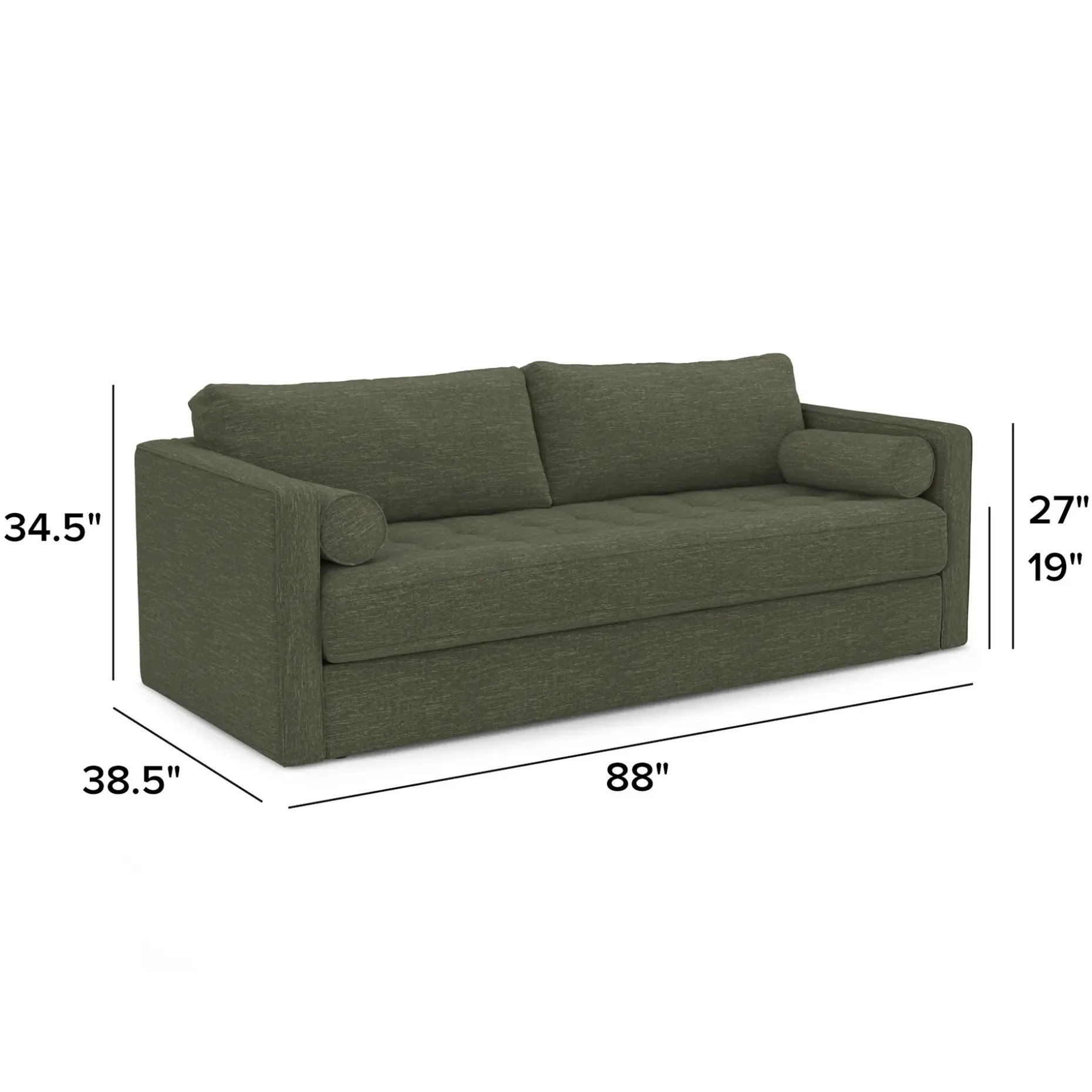 Sven 88" Grounded Tufted Sofa - Fir Green