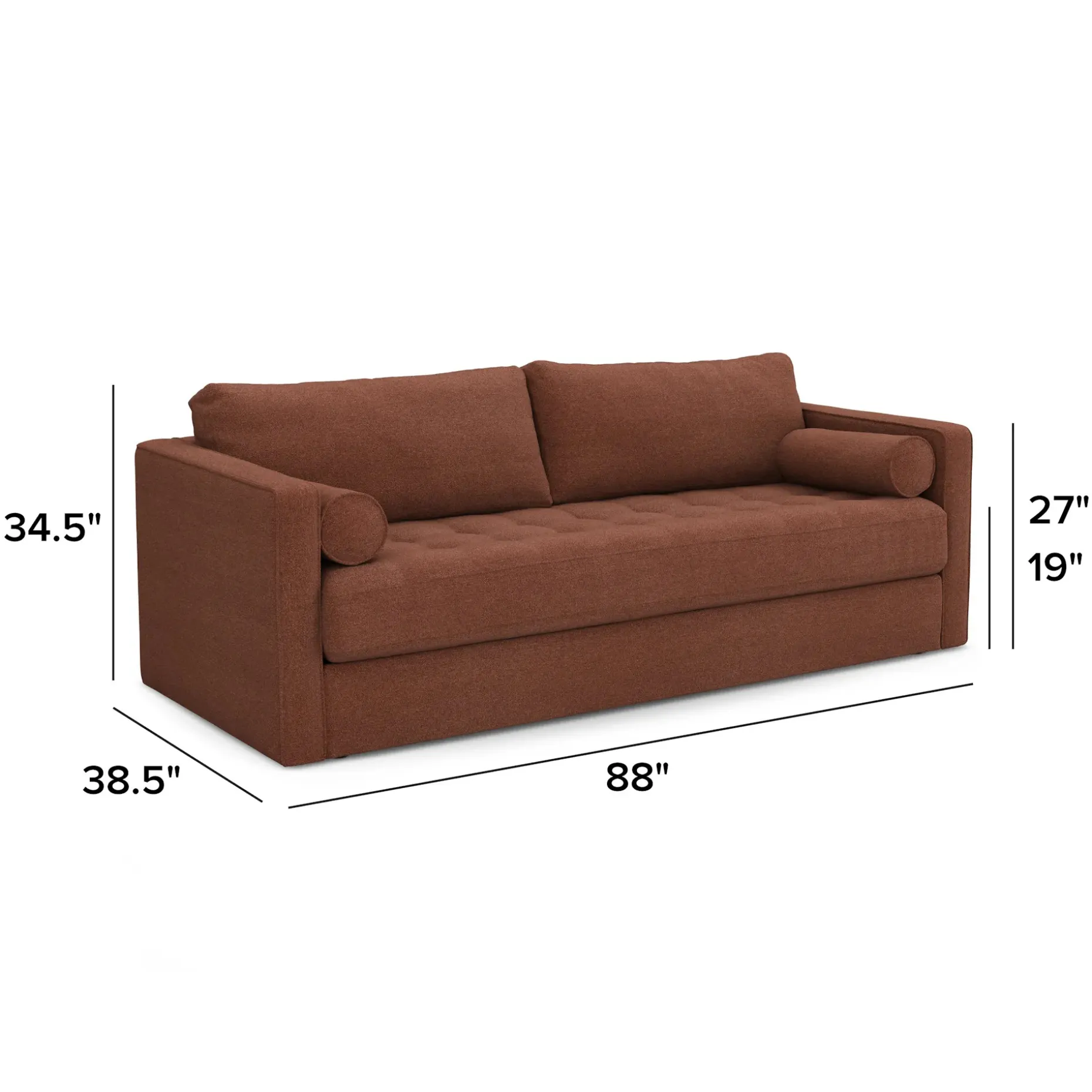 Sven 88" Grounded Tufted Sofa - Ratine Oxide