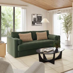 Sven 88" Grounded Tufted Velvet Sofa - Plush Pacific Green