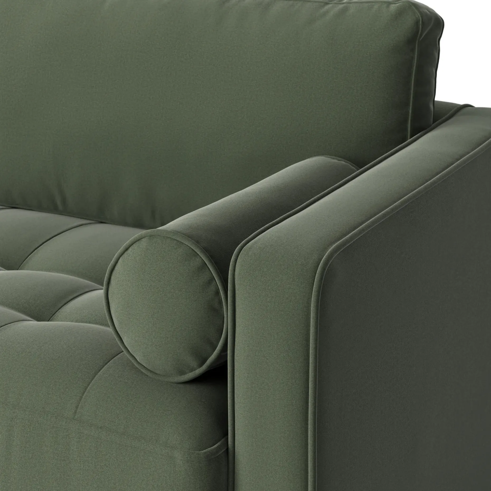 Sven 88" Grounded Tufted Velvet Sofa - Plush Pacific Green