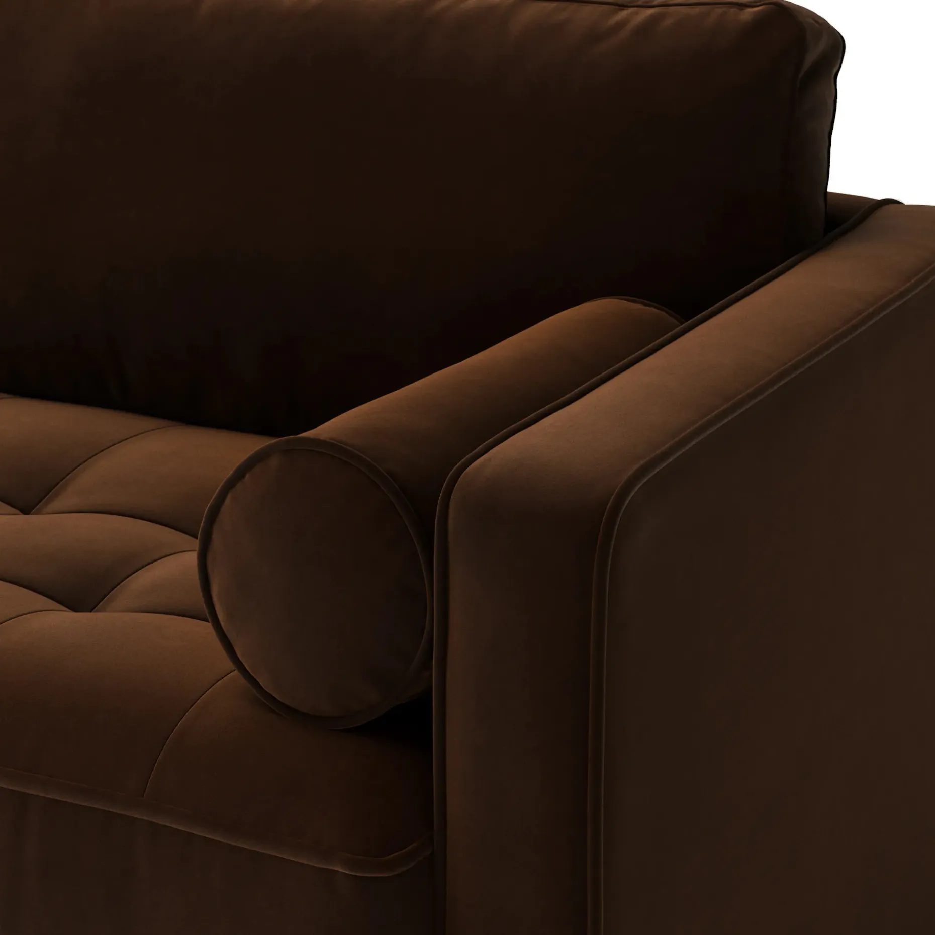 Sven 88" Grounded Tufted Velvet Sofa - Plush Pacific Brown