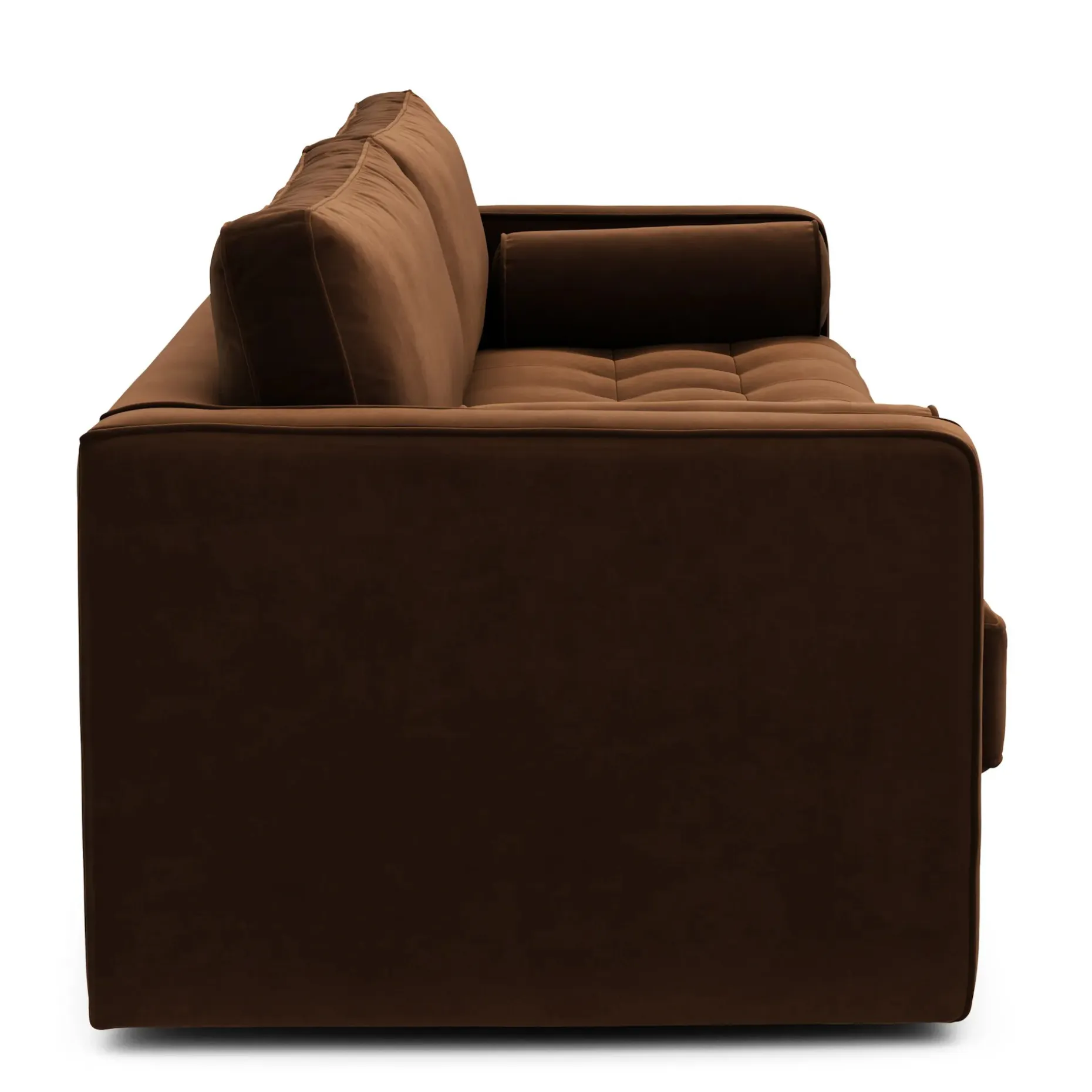 Sven 88" Grounded Tufted Velvet Sofa - Plush Pacific Brown