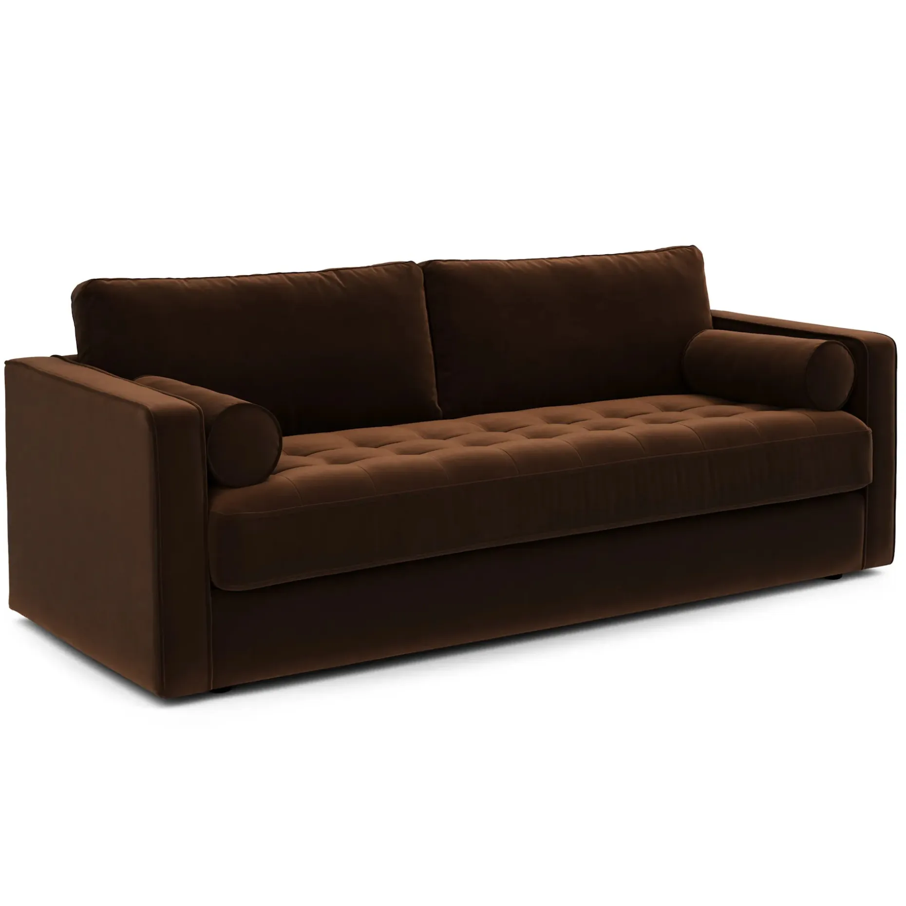 Sven 88" Grounded Tufted Velvet Sofa - Plush Pacific Brown