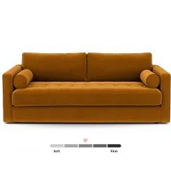 Sven 88" Grounded Tufted Velvet Sofa - Plush Pacific Ginger
