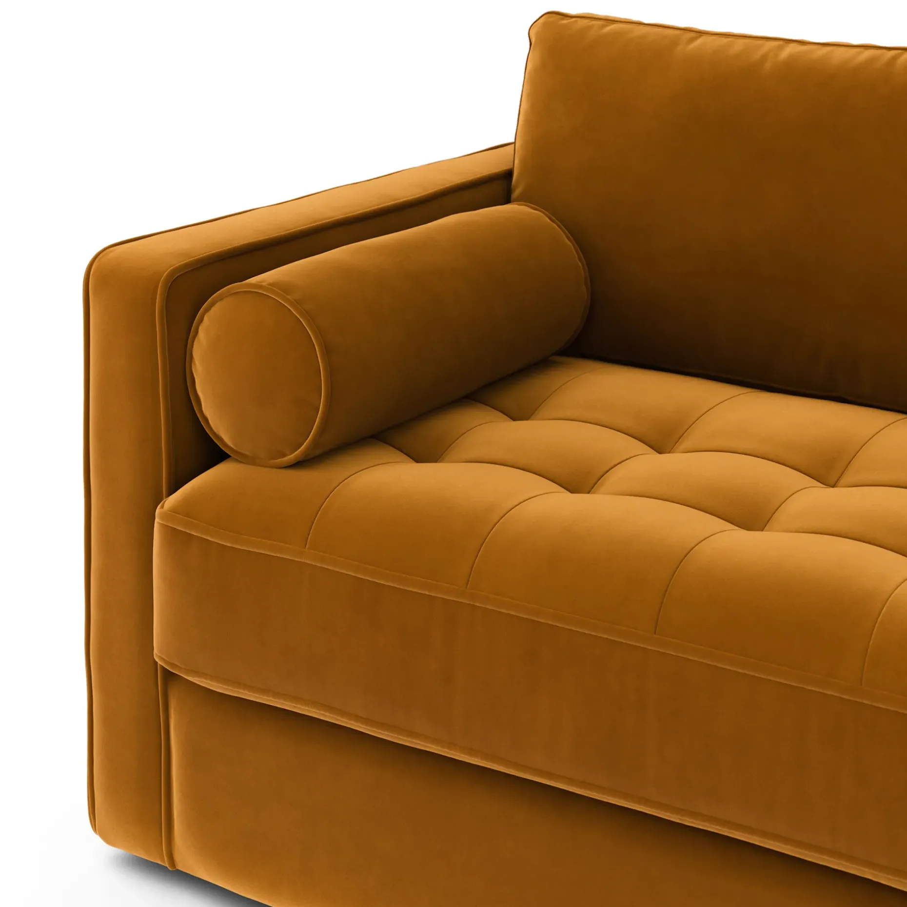 Sven 88" Grounded Tufted Velvet Sofa - Plush Pacific Ginger
