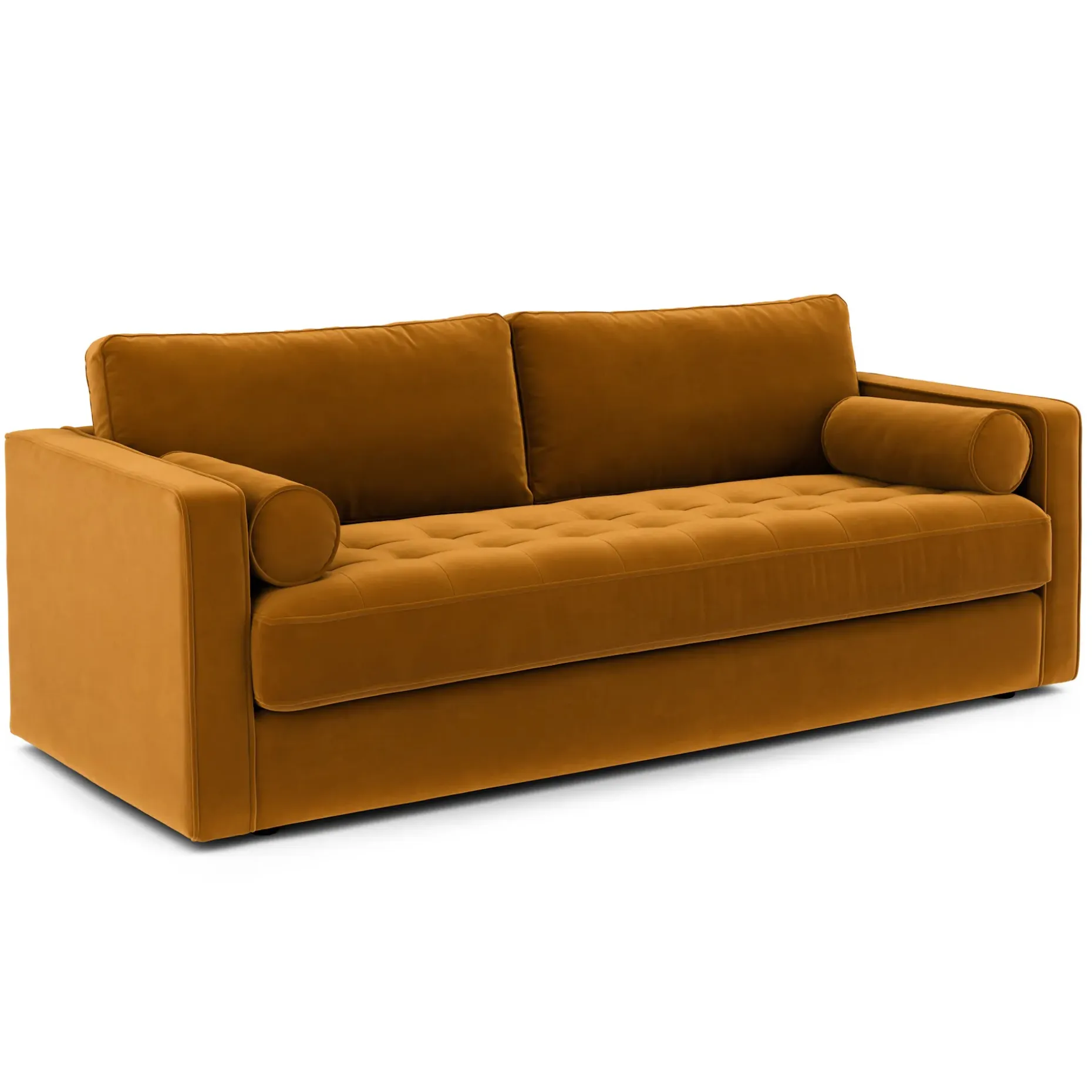 Sven 88" Grounded Tufted Velvet Sofa - Plush Pacific Ginger
