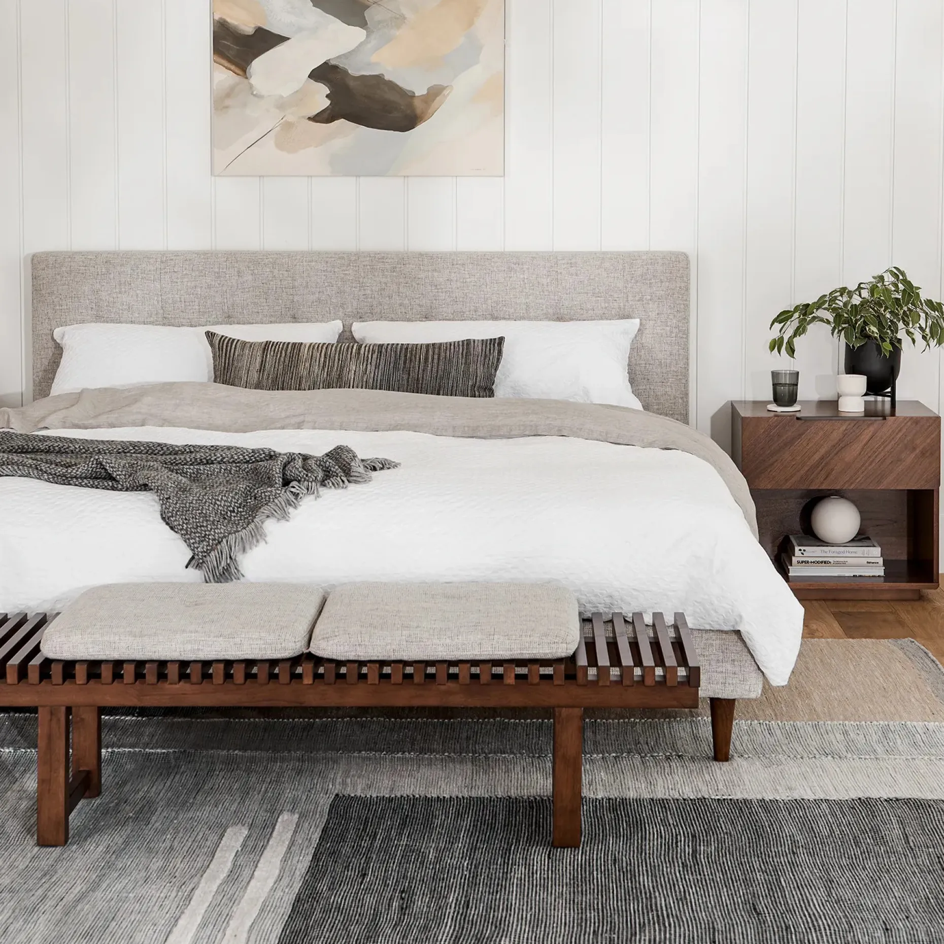 Sven King Tufted Bed - Birch Ivory