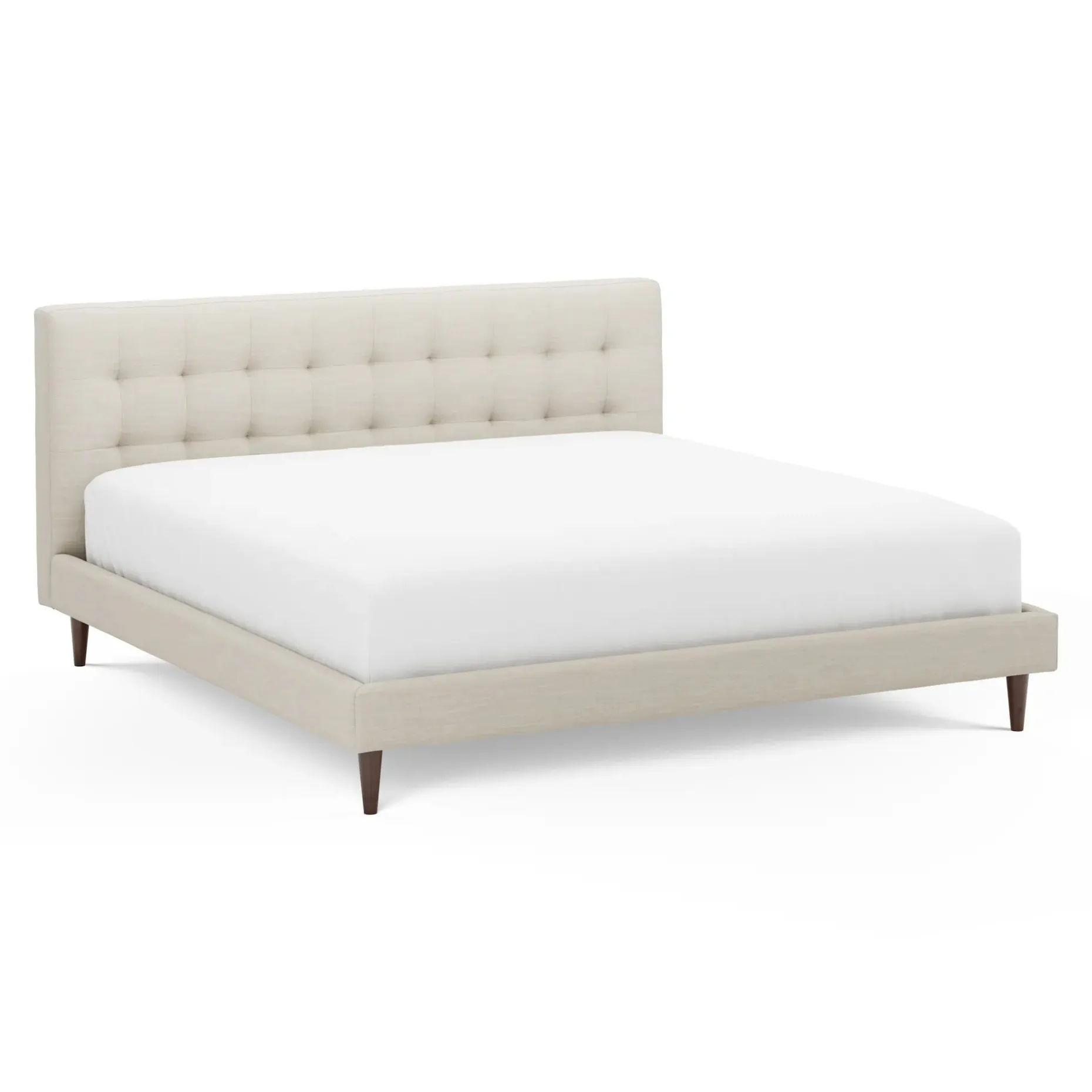 Sven King Tufted Bed - Biscuit Cream