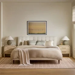 Sven King Tufted Bed - Biscuit Cream