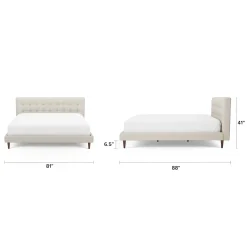 Sven King Tufted Bed - Biscuit Cream