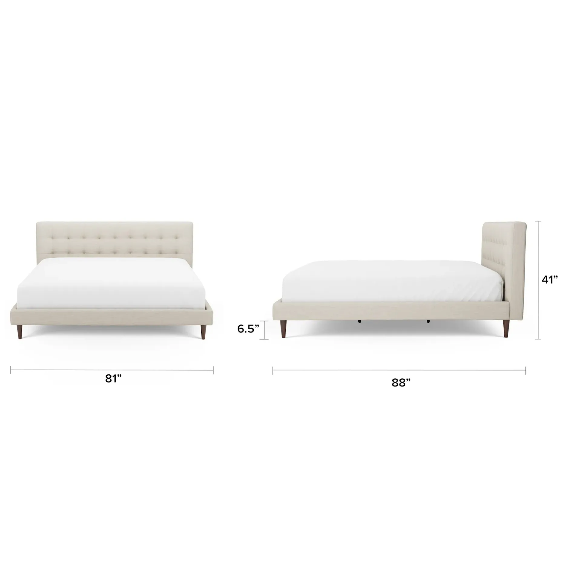 Sven King Tufted Bed - Biscuit Cream