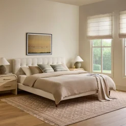 Sven King Tufted Bed - Biscuit Cream