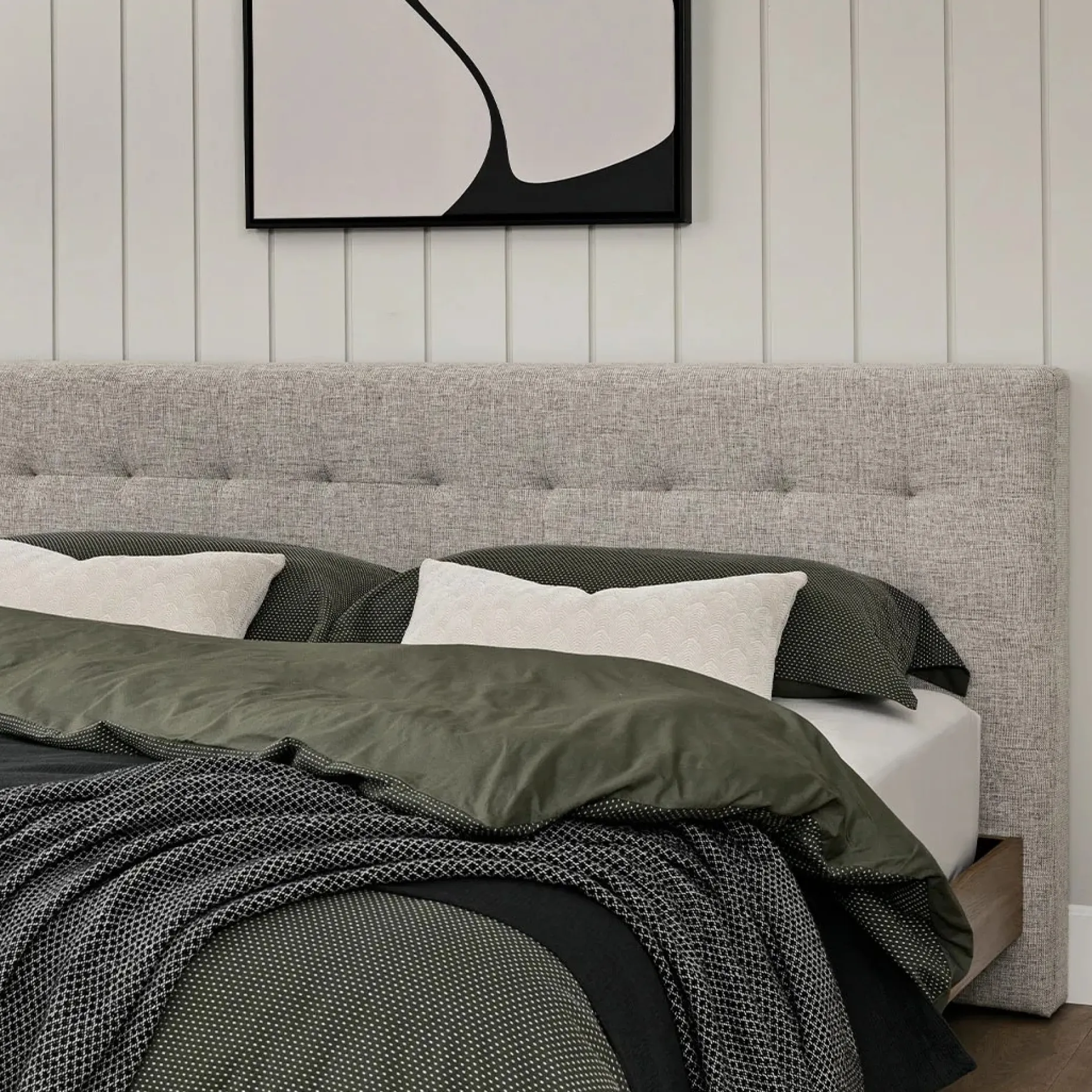 Sven King Tufted Headboard - Birch Ivory