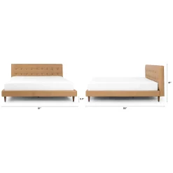 Sven King Tufted Leather Bed - Charme Tan