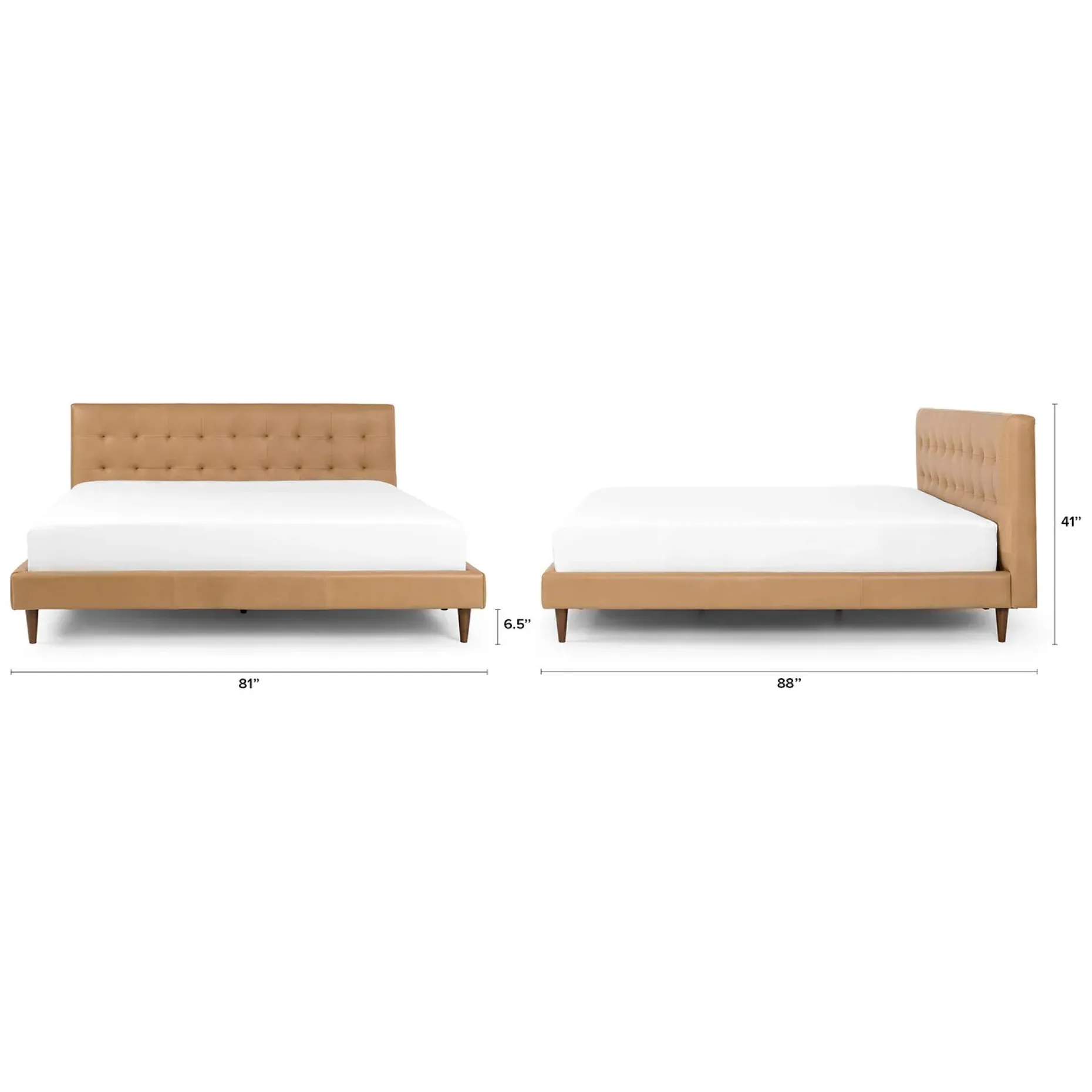 Sven King Tufted Leather Bed - Charme Tan
