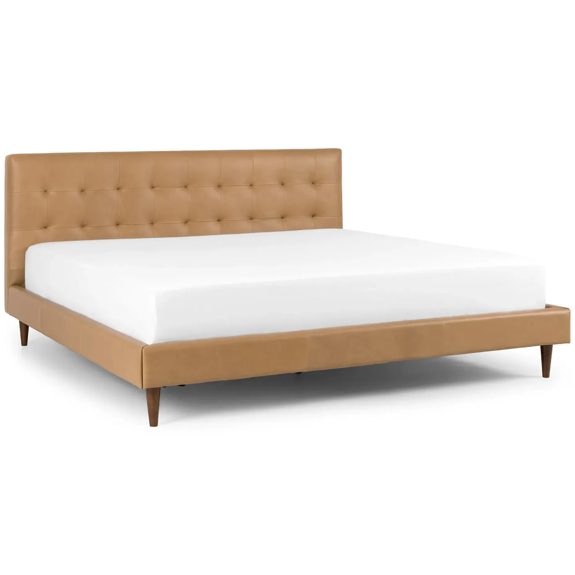 Sven King Tufted Leather Bed - Charme Tan