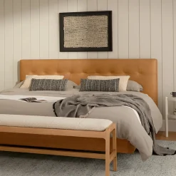 Sven King Tufted Leather Headboard - Charme Tan