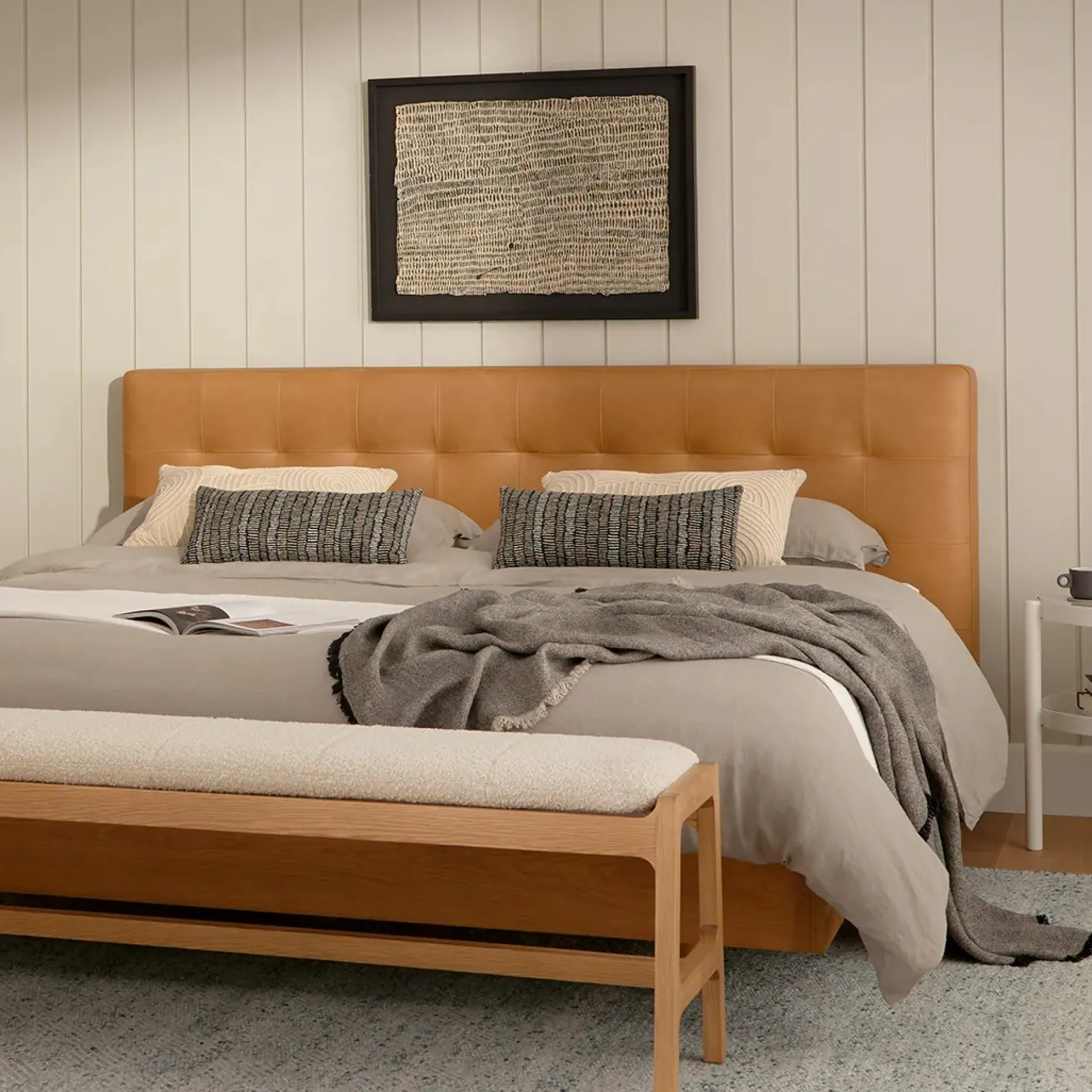 Sven King Tufted Leather Headboard - Charme Tan